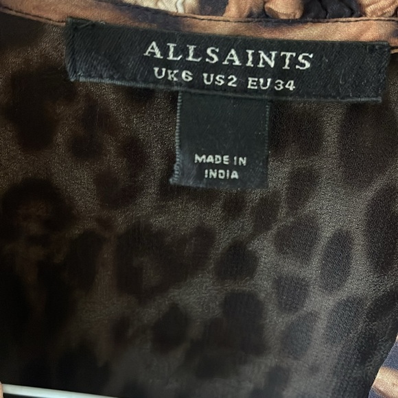 All Saints animal print mini dress. Size 2 ties in the back to customize fit . - Picture 4 of 7